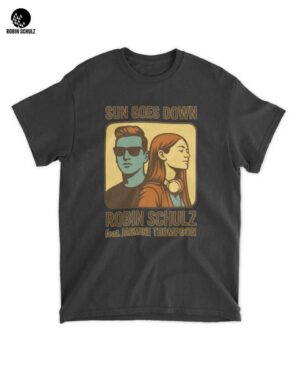 Robin Schulz Jasmine Thompson Merch: T-shirt: Sun Goes Down Retro DJ Art Tee